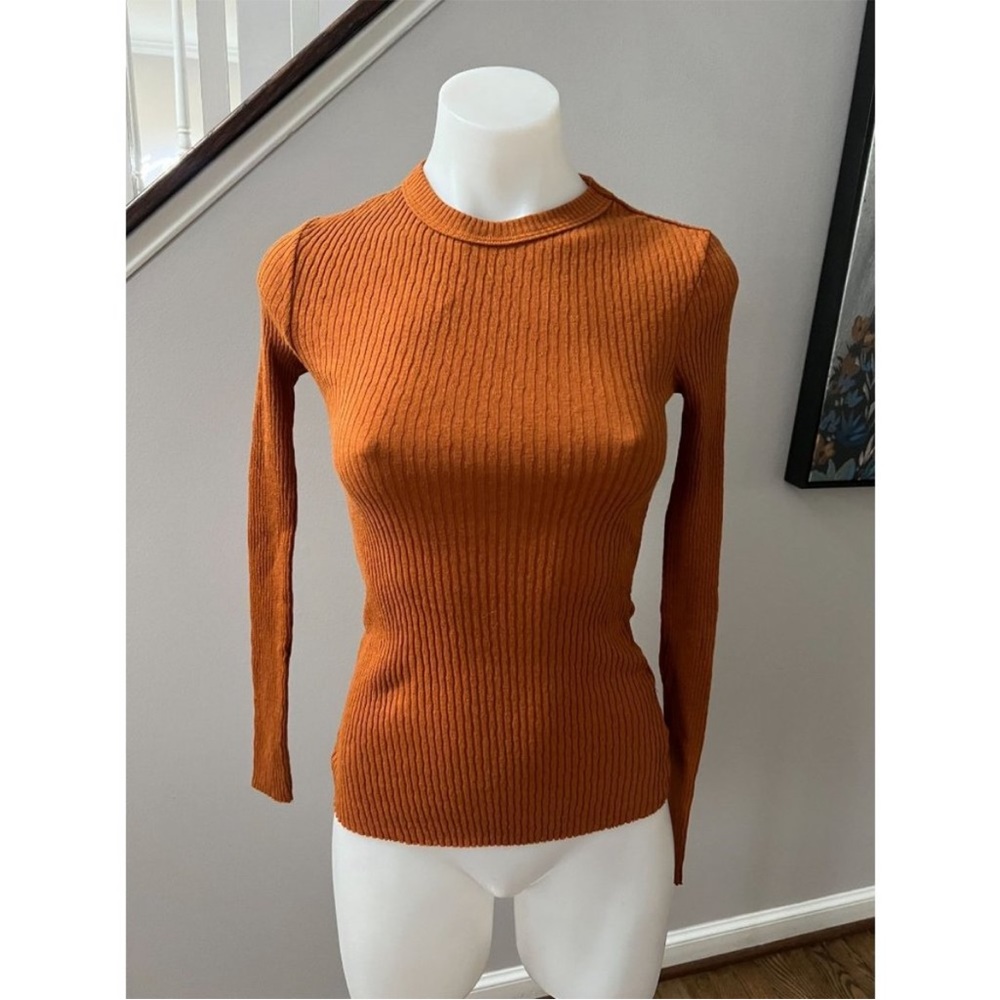Enza costa cotton ribbed long sleeve thin sweater